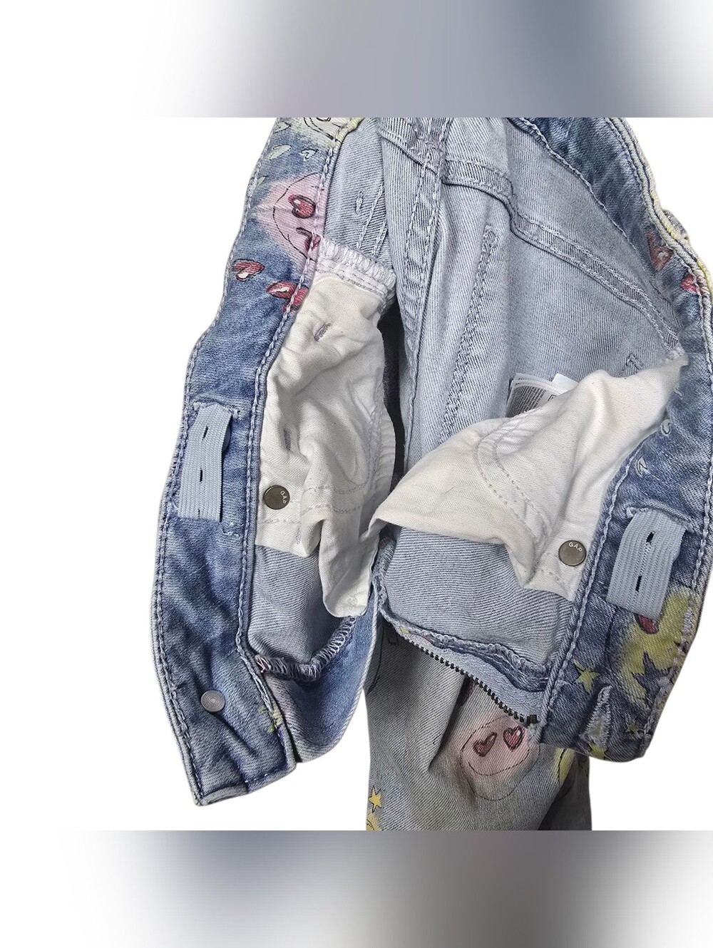 Gap Denim Happy Face Jeans Girls Blue Yellow Pink Heart Eyes 12 - Picture 5 of 6